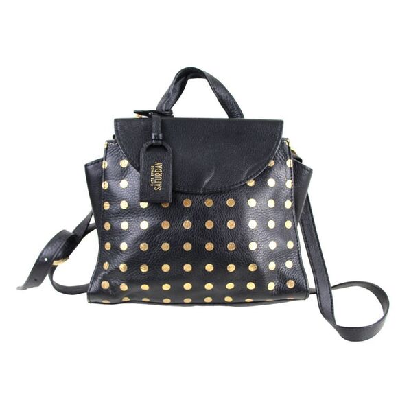 kate spade Saturday BLACK LEATHER POLKA DOT SHOULDER BAG XBODY SATCHEL PURSE - Picture 2 of 16